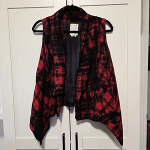 Anthropologie Elevenses Red Black Vest XS